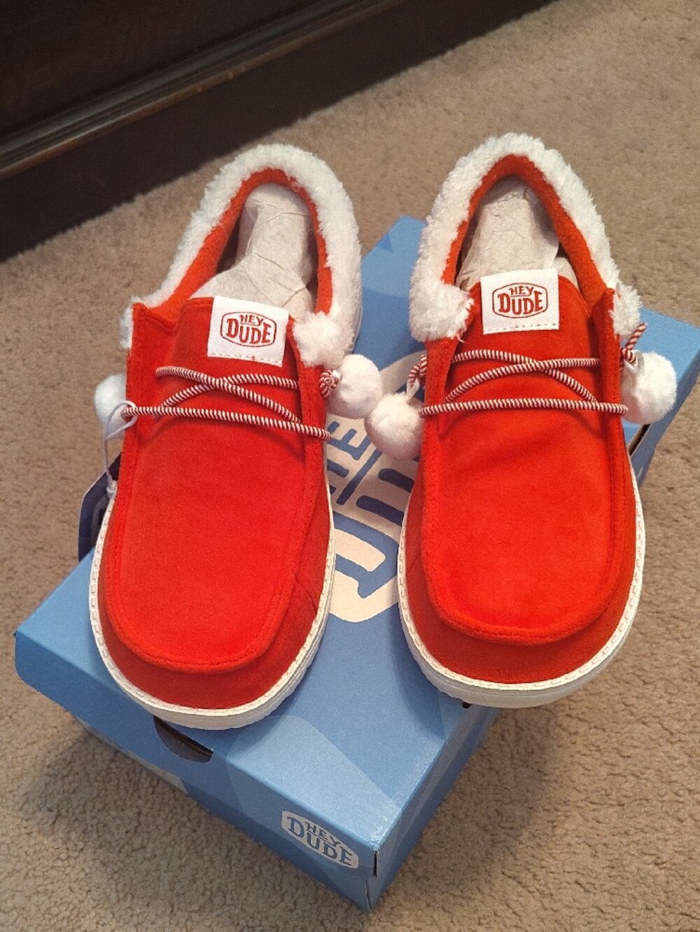 Hey Dude Red Slip-On Pom Cozy Lined Shoes-Mrs Claus - Picture 2 of 8
